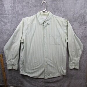 Sonoma Life+style Shirt Mens Large Green Stripe Button Front Long Sleeve Casual